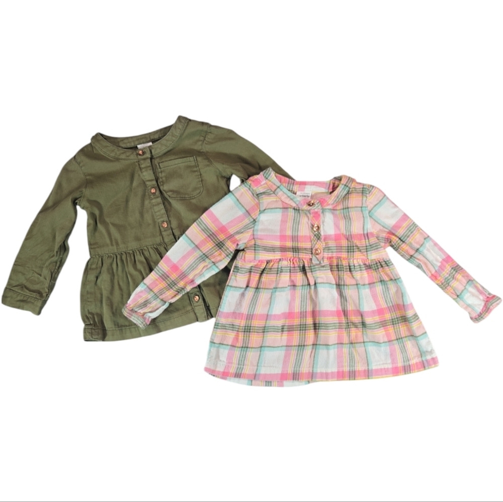 Pair Carters 12M Long Sleeve Girls Top Fall Winter Daycare Play Casual Toddler